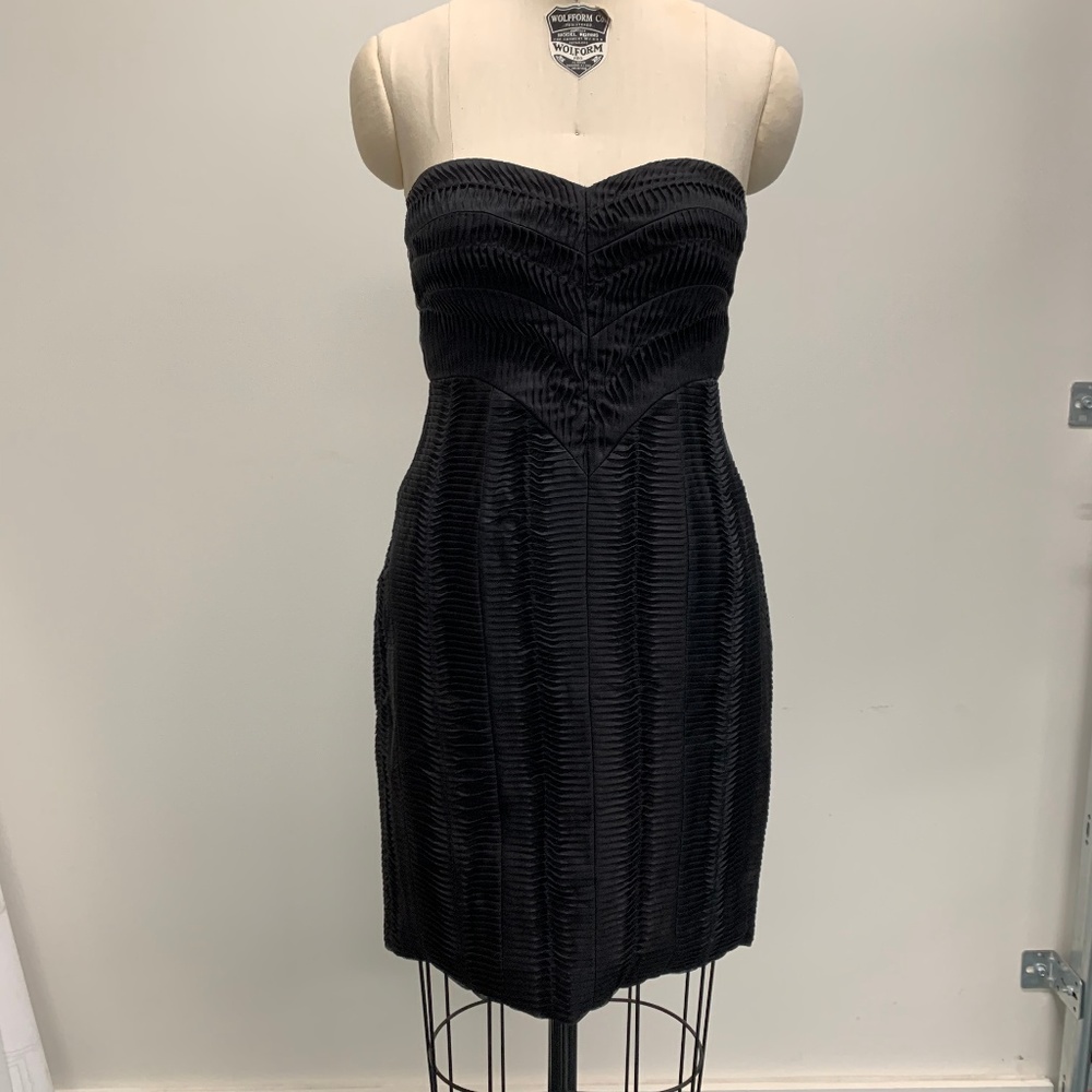 BCBG Black Silk Organza Cocktail Dress